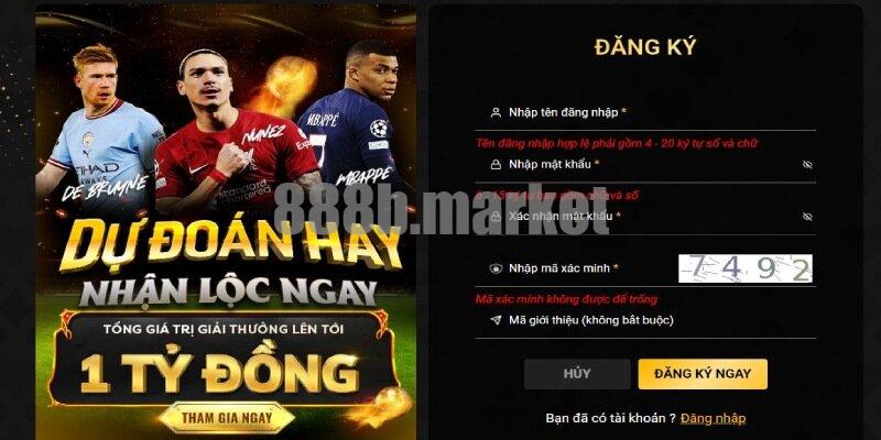 Cách thức đăng ký 888B chi tiết.